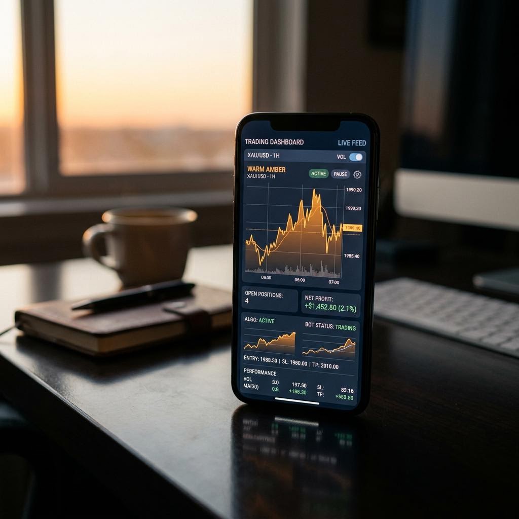 Vrestavia AI crypto trading platform dashboard on smartphone